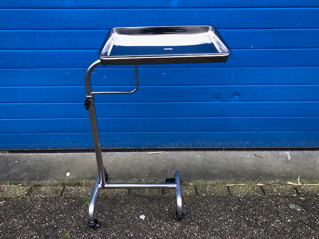 Verrijdbaar instrumententafeltje RVS met losse bak