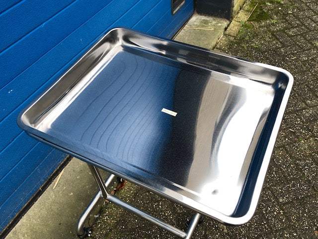 Verrijdbaar instrumententafeltje RVS met losse bak