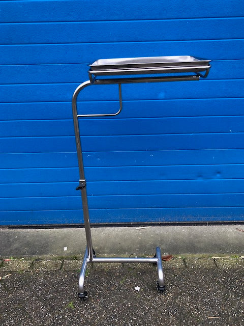 Verrijdbaar instrumententafeltje RVS met losse bak