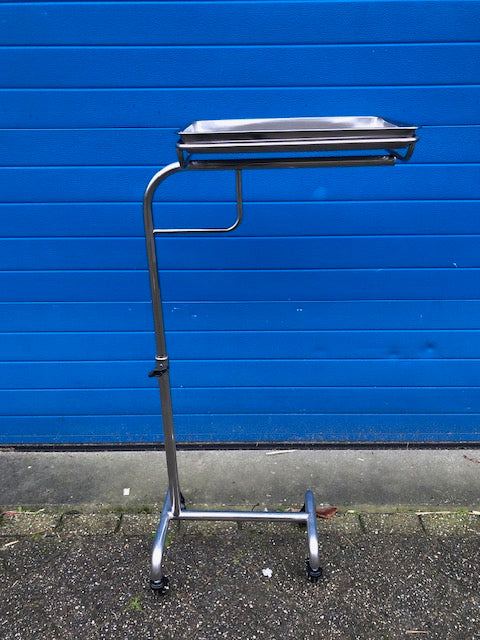 Verrijdbaar instrumententafeltje RVS met losse bak