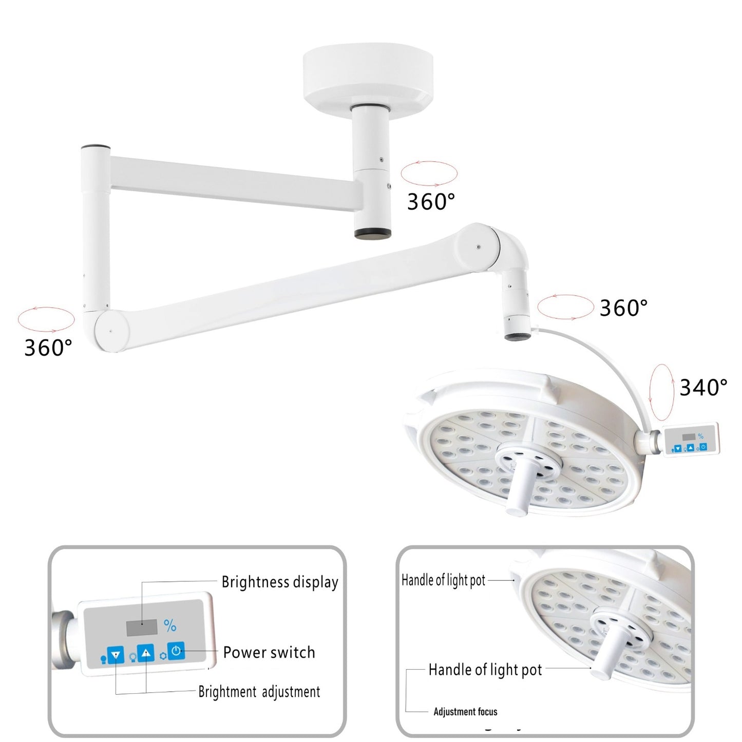 Operatielamp LED wandbevestiging 90 watt dimbaar
