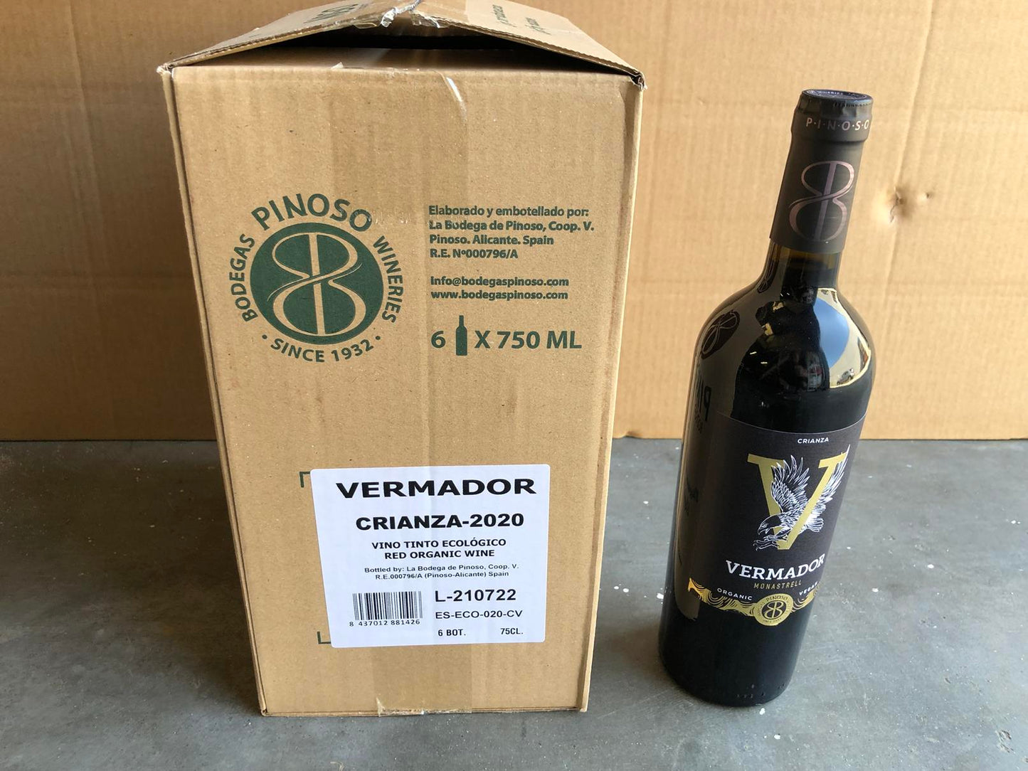 Biologische rode wijn, Vermador Crianza per doos (6 flessen)