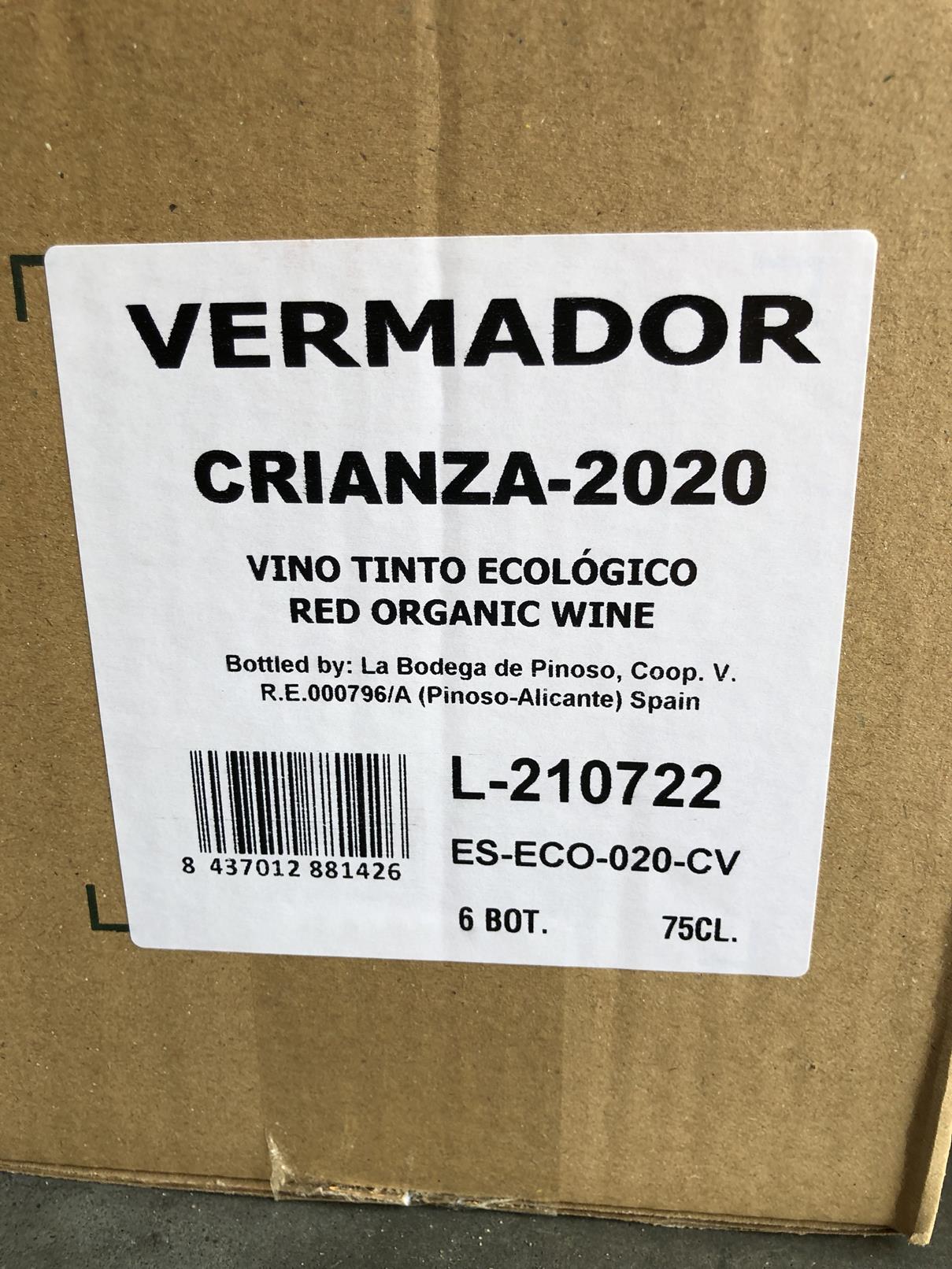 Biologische rode wijn, Vermador Crianza per doos (6 flessen)