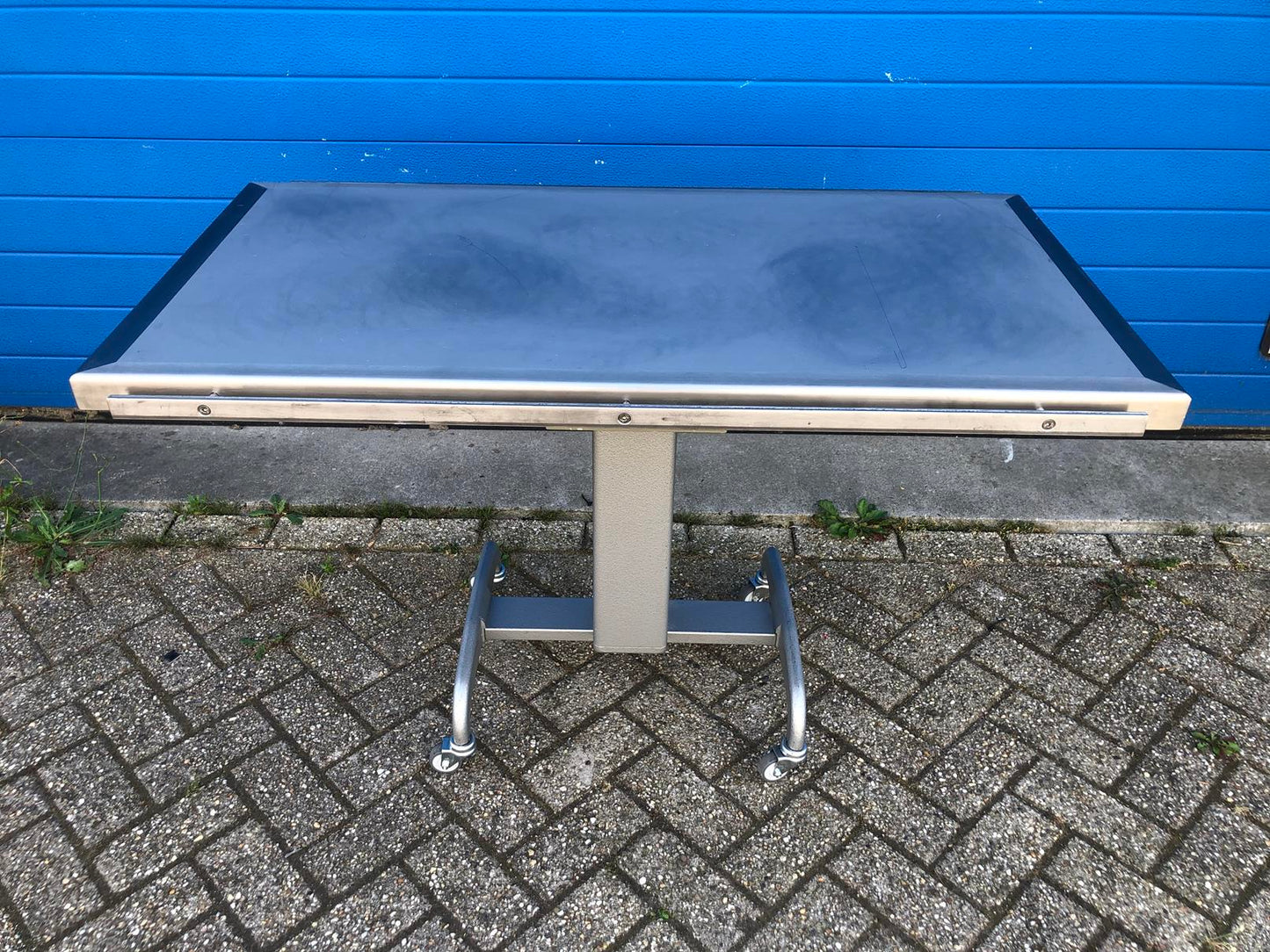 Veterinaire behandeltafel verrijdbaar met RVS blad