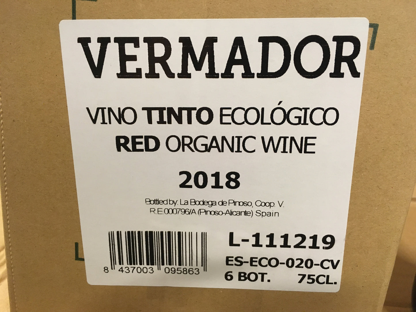 Biologische rode wijn Vermador Tinto (doos 6 fl.)