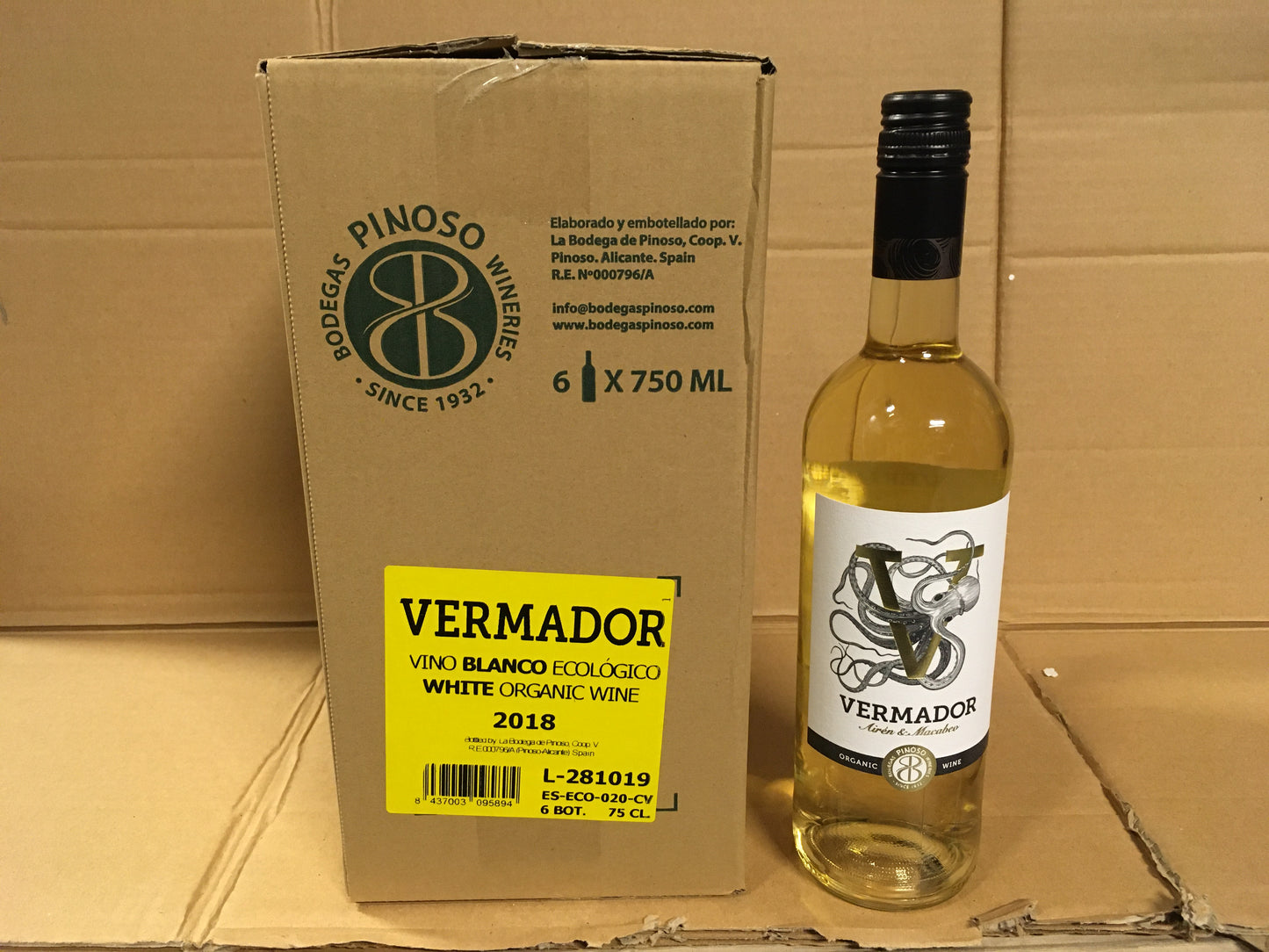 Vermador blanco biologische witte wijn per doos, 6 fl.