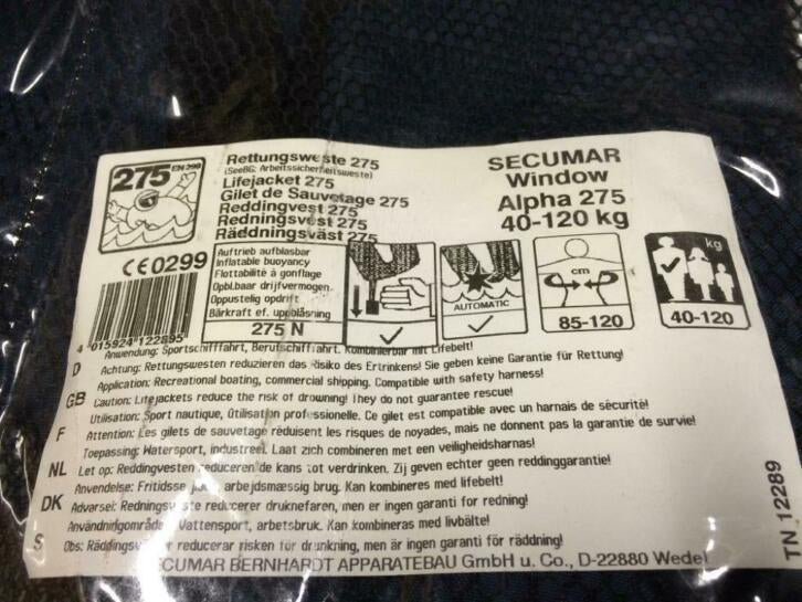 reddingsvest Secumar Window Alpha 275 automaat ex-defensie zonder patroon