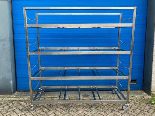 RVS stellingkast voor lijkschalen of kisten 4 lagen