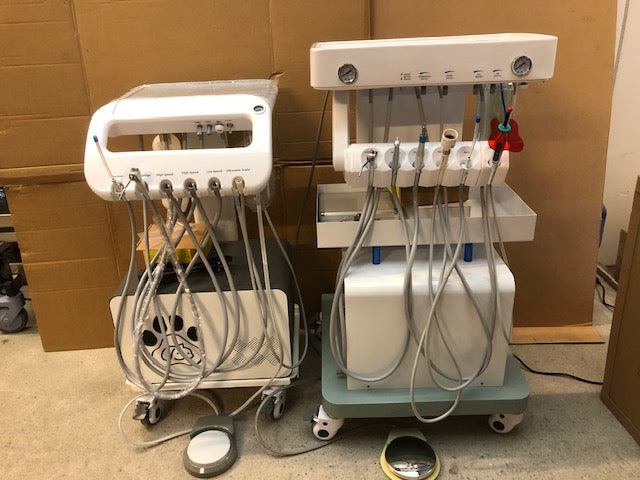 Dentale unit (humaan of veterinair) fluisterzacht met high speed, low speed, scaler, afzuiger, curing light